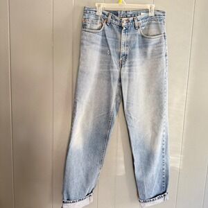 Levis 550 Relaxed Fit Jeans Mens 34x32 Light Wash Blue Denim Y2K Made USA 0202